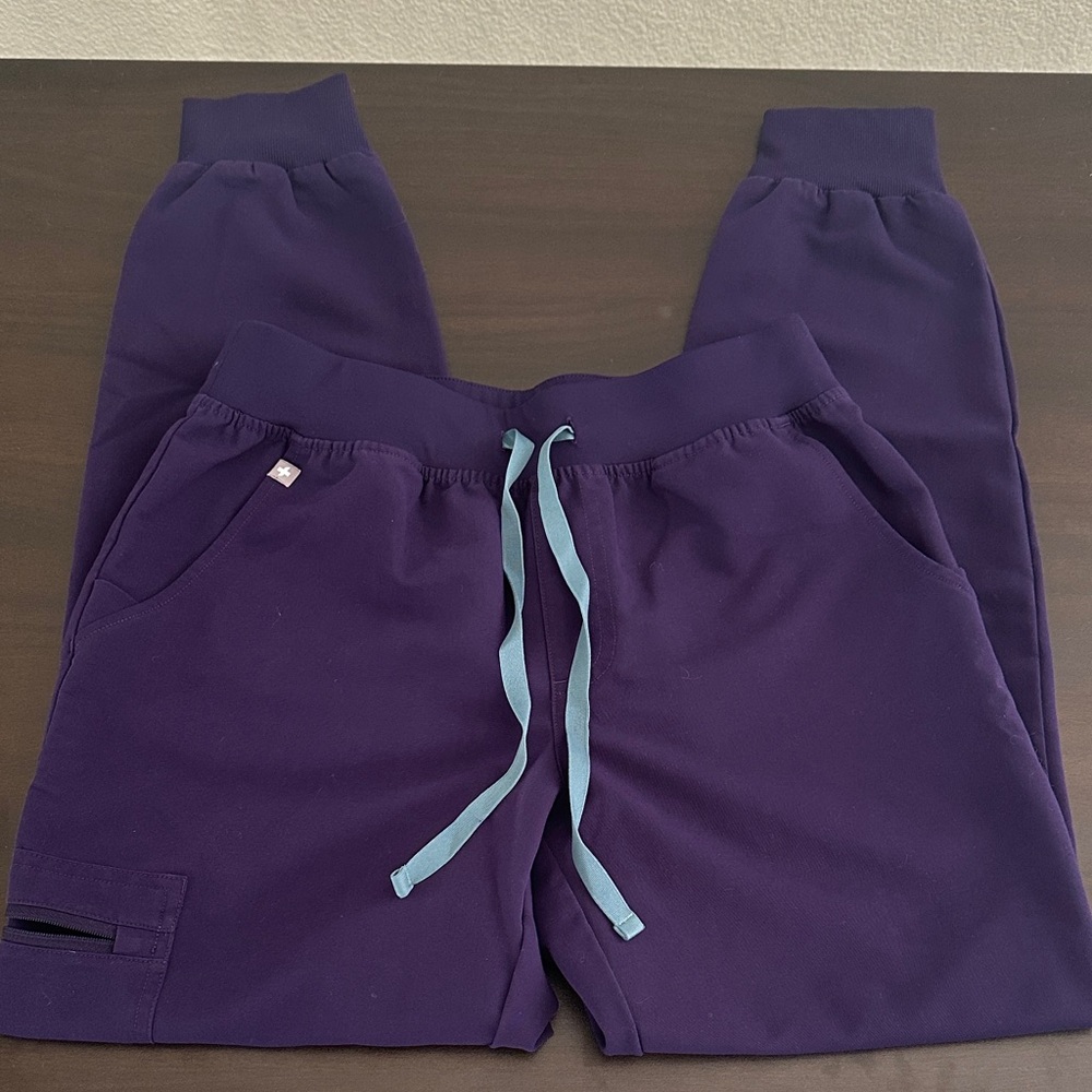 Figs Joggers in Deep Purple with Teal Accents